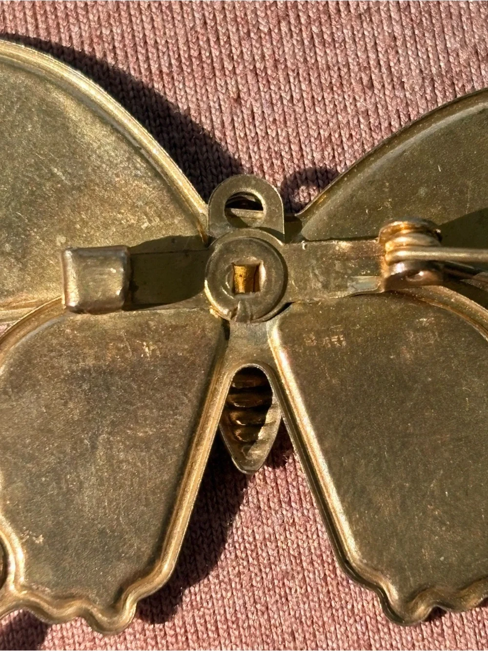 Vintage Butterfly Brooch Pendant Confetti Foil Enamel Gold Tone Jewelry